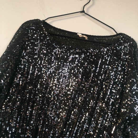 Free People Giselle Mini Dress Black Sequins Party - Picture 9 of 9